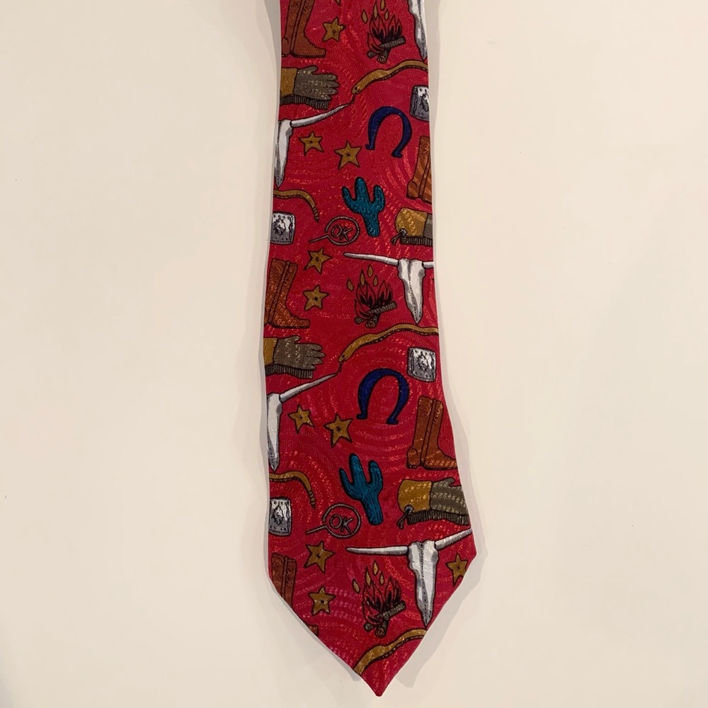 Jon-a-Lu | Vintage Tie | Western Themed | Red Tie